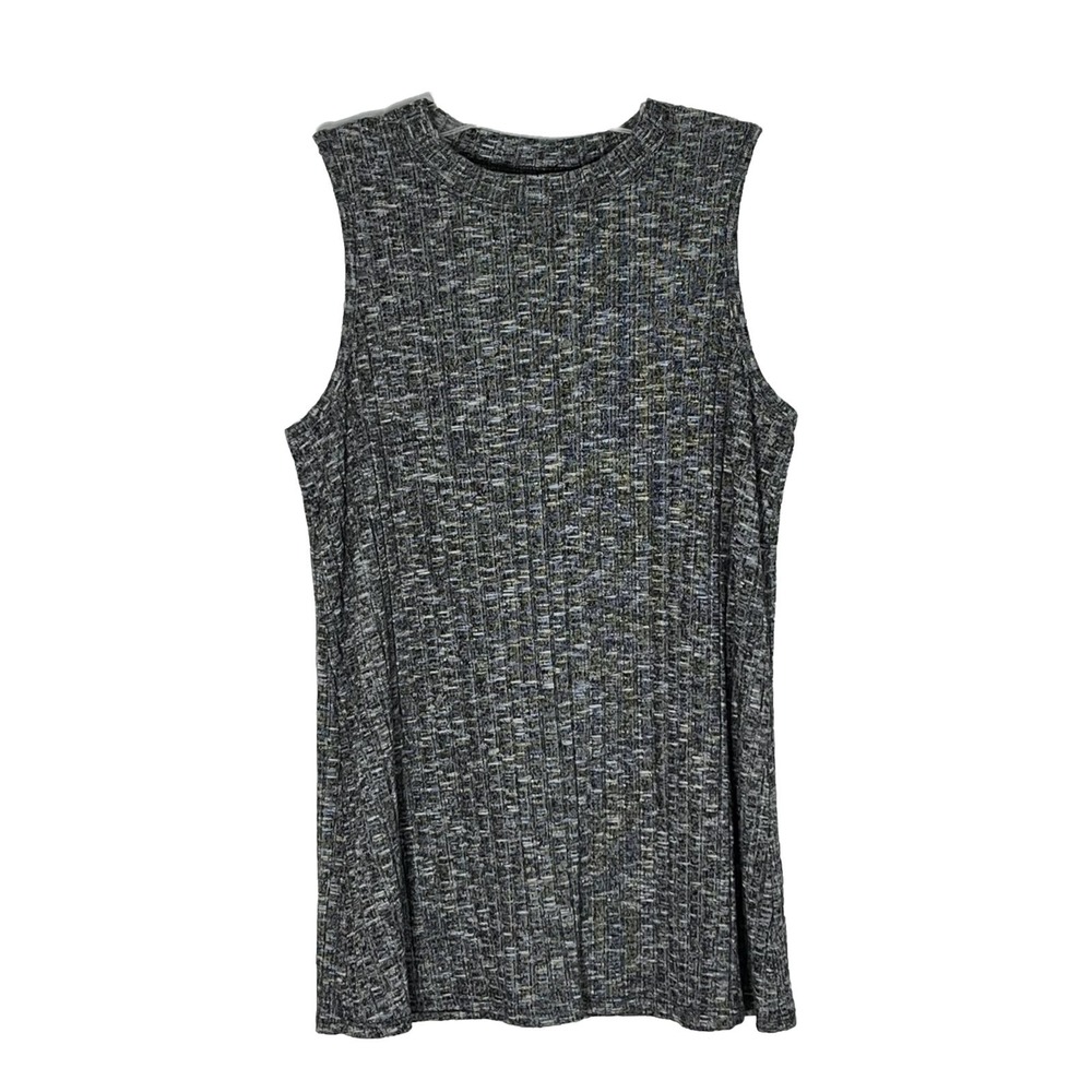 New Directions Gray Ribbed‎ Sleeveless Flowy Top Blouse Womens Size Large Tank